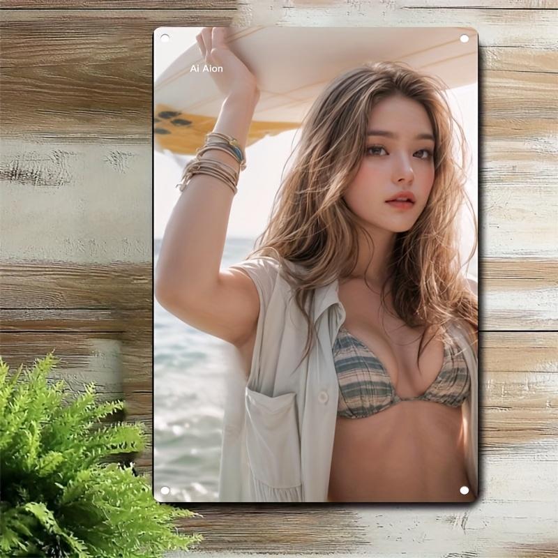 Vintage Metal Sign Beach Wall Art Decor for Home Bar Cafe Womens Elegant Bikini Coastal Iron Wall Art with Predrilled Hole 20x30cm
Vintage Metal Sign Beach Wall Art Decor for Home Bar Cafe Womens Elegant Bikini Coastal Iron Wall Art with Predrilled Hole 20x30cm