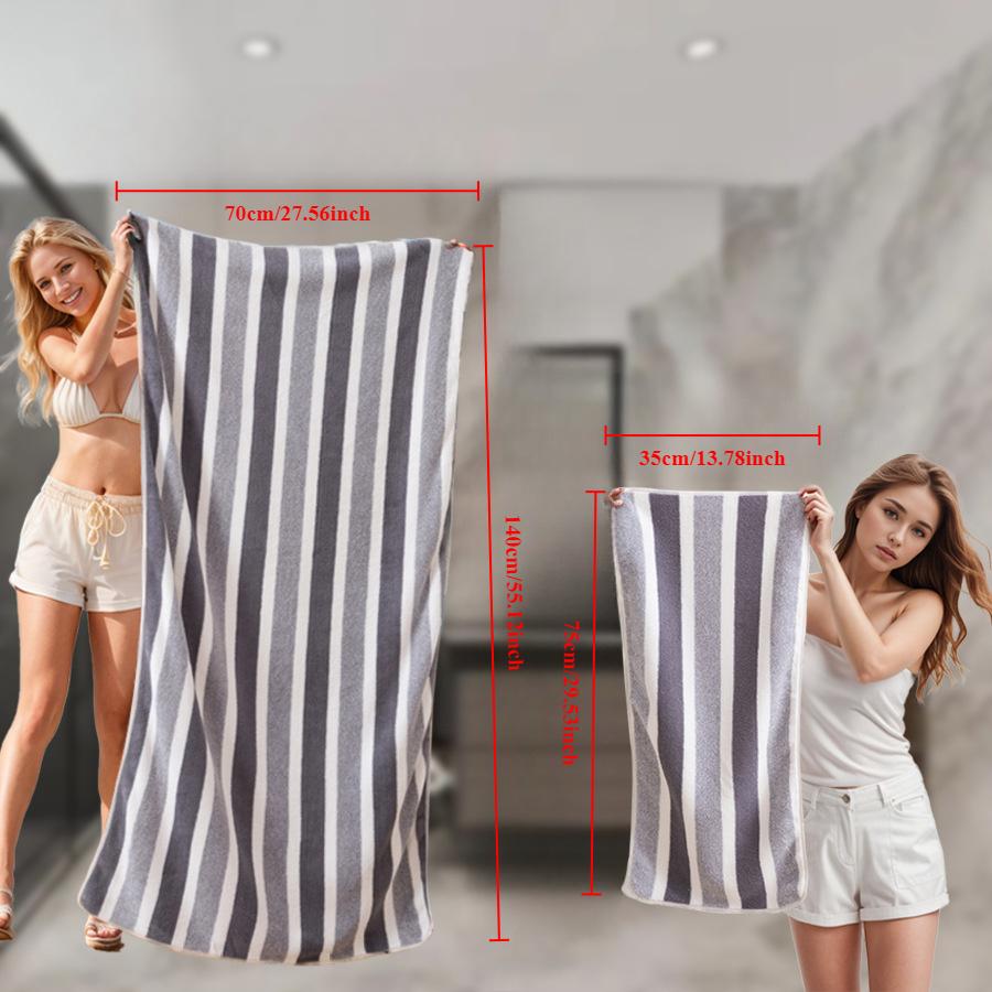 Soft Striped Bath Towel Set - Quick-Drying Absorbent Microfiber Face & Hand Towels for Bathroom, Home Spa - 70x140cm & 35x75cm сірий
Soft Striped Bath Towel Set - Quick-Drying Absorbent Microfiber Face & Hand Towels for Bathroom, Home Spa - 70x140cm & 35x75cm сірий