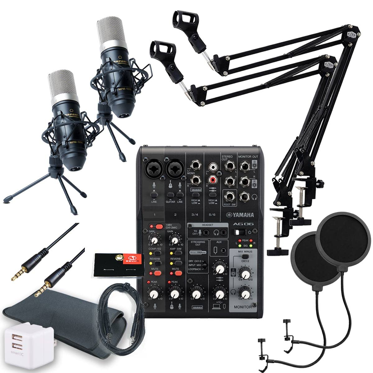 YAMAHA AG06MK2 BLACK Double Microphone Set for Android Users Condenser microphone x pop blocker x arm stand x AUX convenient sleeve USB 2 port AC чорний
YAMAHA AG06MK2 BLACK Double Microphone Set for Android Users Condenser microphone x pop blocker x arm stand x AUX convenient sleeve USB 2 port AC чорний