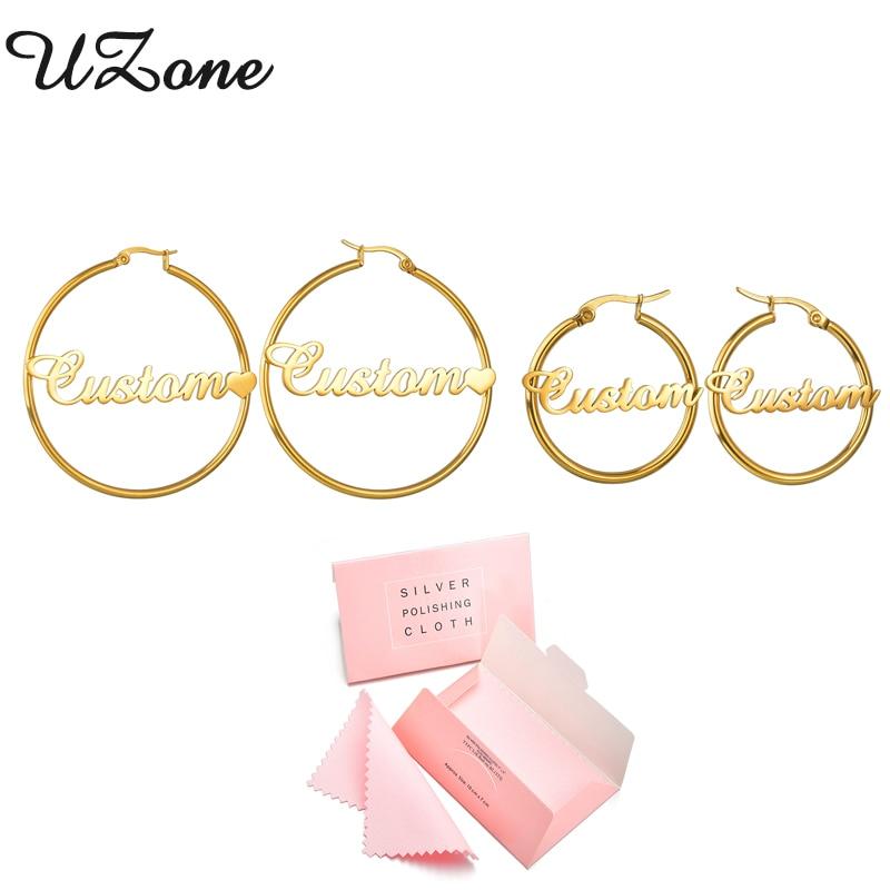 Uzone 25 мм -100 мм индивидуальные именные серьги-кольца для женщин персонализированная табличка из нержавеющей стали Brincos модные ювелирные изделия оптом
Uzone 25 мм -100 мм индивидуальные именные серьги-кольца для женщин персонализированная табличка из нержавеющей стали Brincos модные ювелирные изделия оптом