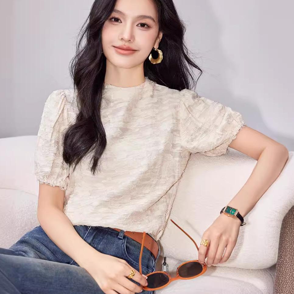 Elegant Apricot Puff Sleeve Women s Pullover: New Chinese Style Textured French Short Sleeve Top for Summer L
Elegant Apricot Puff Sleeve Women s Pullover: New Chinese Style Textured French Short Sleeve Top for Summer L