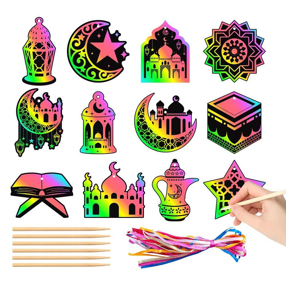 DIY Moon Star Scratch Card Paper Ramadan Kareem Decor Eid Mubarak Hanging Pendant Islam Muslim 24pcs
DIY Moon Star Scratch Card Paper Ramadan Kareem Decor Eid Mubarak Hanging Pendant Islam Muslim 24pcs