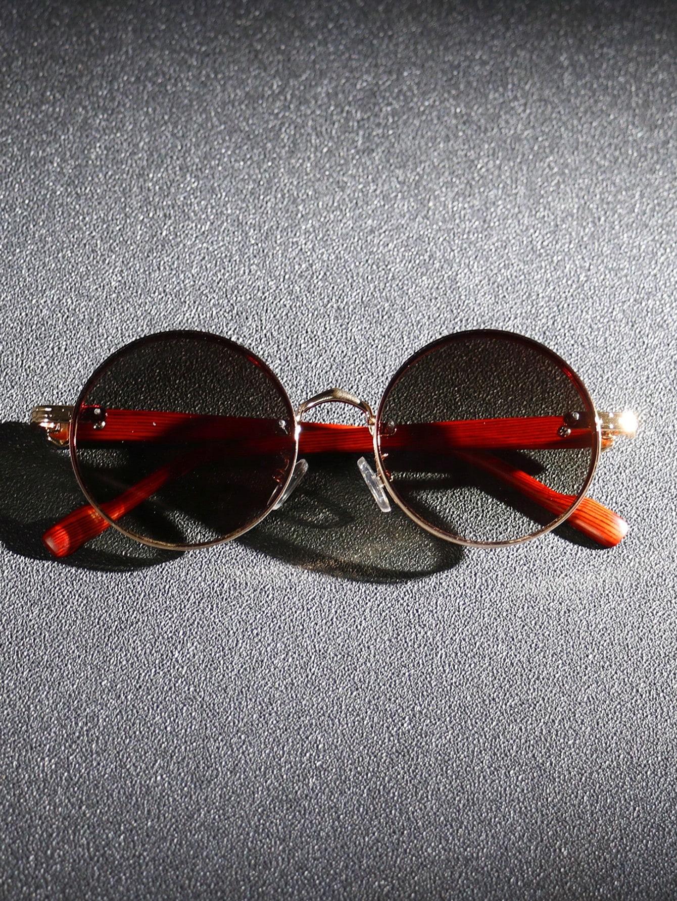 1 pair of men s metal round sunglasses with faux wood grain temples, fashionable eyewear коричневый
1 pair of men s metal round sunglasses with faux wood grain temples, fashionable eyewear коричневый