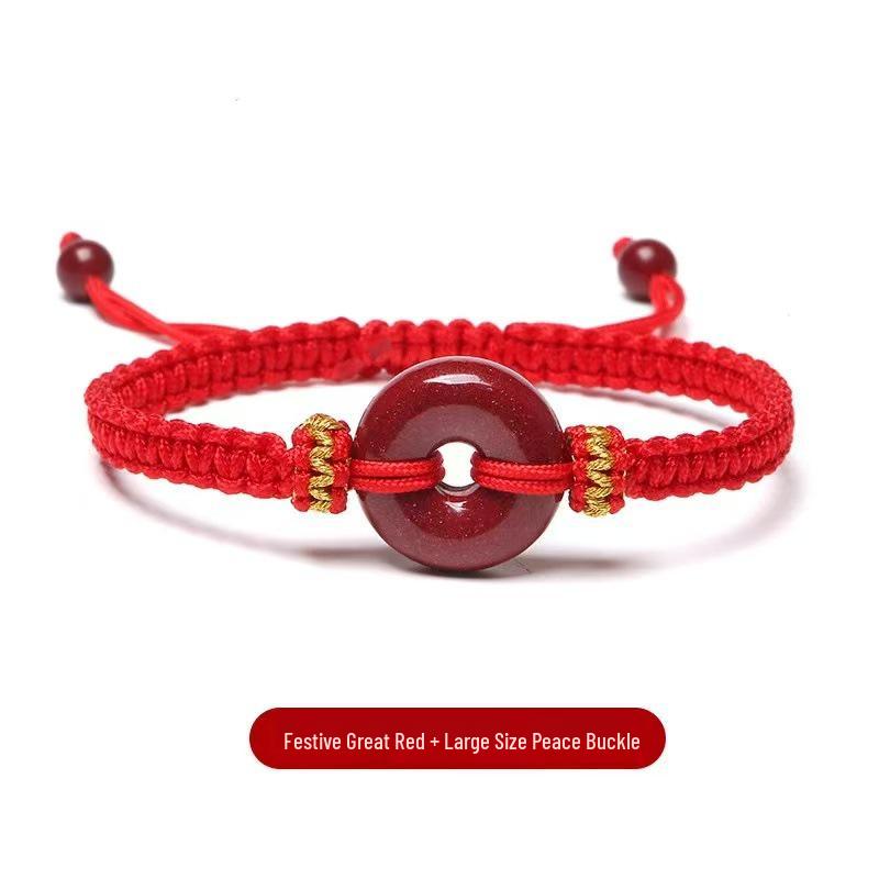Cinnabar Ping An Kou Adjustable Red Rope Bracelet, Hand-woven Unisex Chinese Style Ornament for Couples
Cinnabar Ping An Kou Adjustable Red Rope Bracelet, Hand-woven Unisex Chinese Style Ornament for Couples