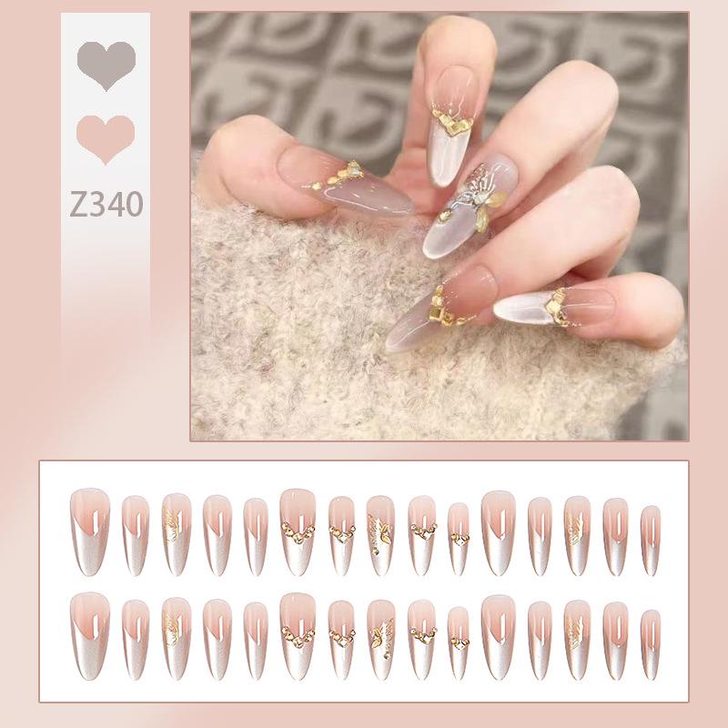 Golden Butterfly Dance Cat Eye Almond French Luxury Nail Tips Glue Version
Golden Butterfly Dance Cat Eye Almond French Luxury Nail Tips Glue Version