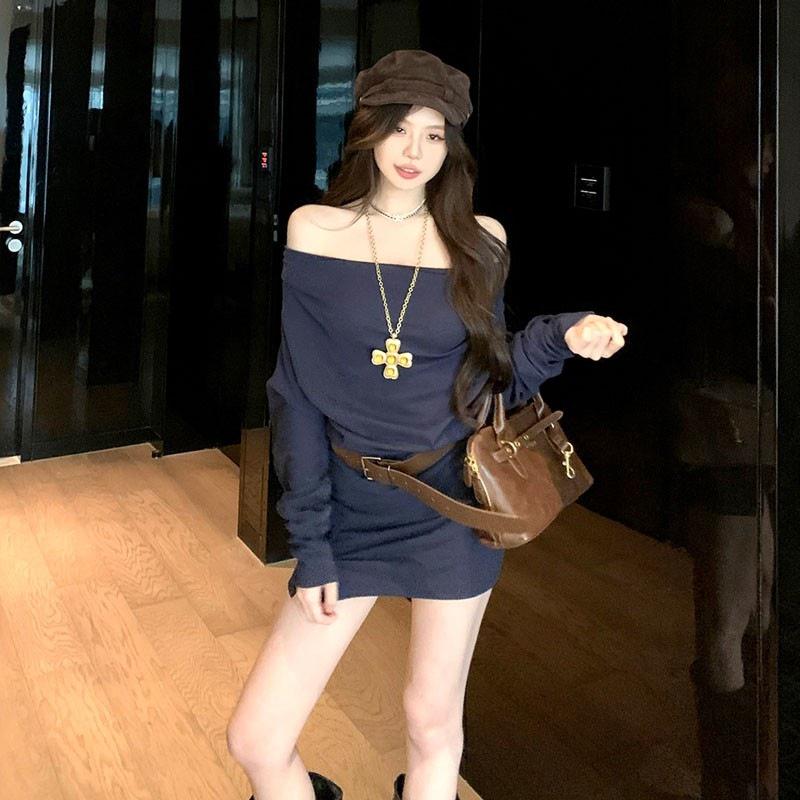 Women s Sexy Off-the-Shoulder Knit Bodycon Mini Dress - Autumn Long-Sleeved Slim Fit with Cinched Waist S
Women s Sexy Off-the-Shoulder Knit Bodycon Mini Dress - Autumn Long-Sleeved Slim Fit with Cinched Waist S