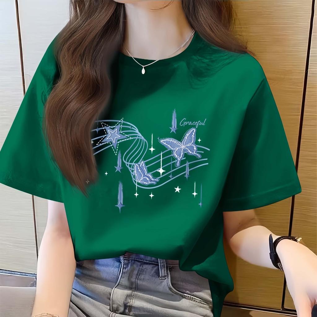 Women s short sleeved trendy T-shirt with bow print, women s loose round neck top XL
Women s short sleeved trendy T-shirt with bow print, women s loose round neck top XL