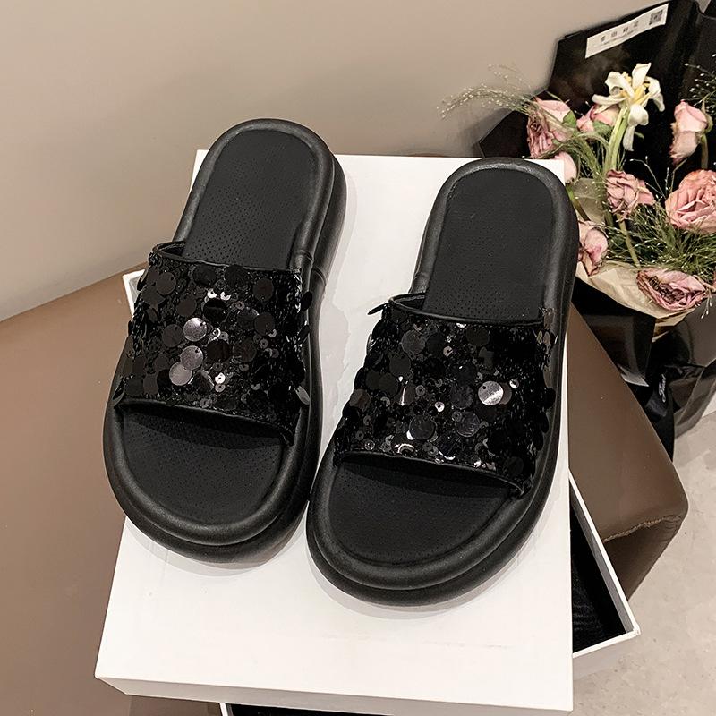 Women Fashion Sequins Slippers Summer Thick Bottom Open Toe Beach Sandals Korean Style Lightweight Comfortable Outside Shoes 40 чорний
Women Fashion Sequins Slippers Summer Thick Bottom Open Toe Beach Sandals Korean Style Lightweight Comfortable Outside Shoes 40 чорний