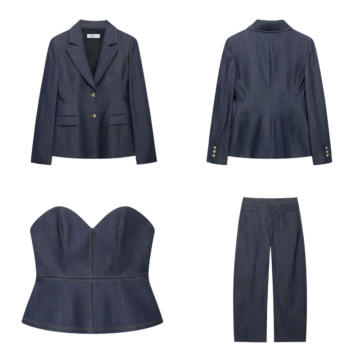 Spring 2025 Women s Denim Suit with Bandeau Top & Pants M
Spring 2025 Women s Denim Suit with Bandeau Top & Pants M