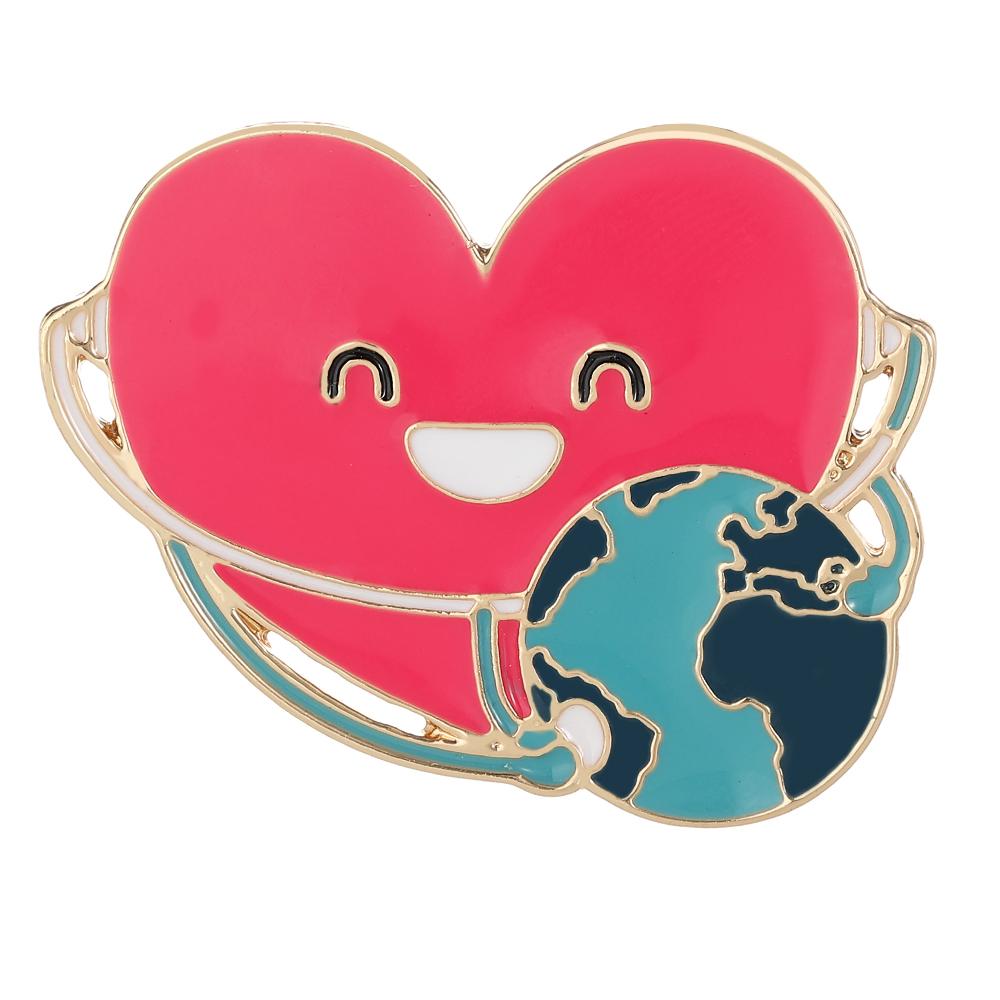 Novelty Red Stethoscope Heart And Earth Design Enamel Brooches Funny Doctor Nurse Golden Pins
Novelty Red Stethoscope Heart And Earth Design Enamel Brooches Funny Doctor Nurse Golden Pins