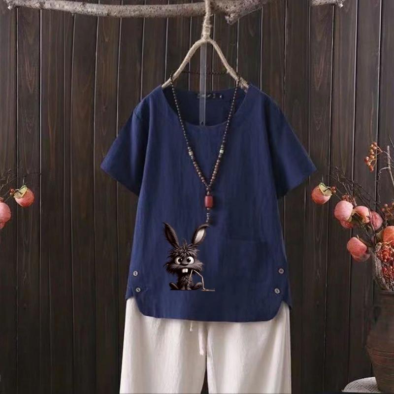 Женская мода с принтом кролика, летняя повседневная свободная футболка с коротким рукавом, летняя блузка, топы 4XL темно-синий
Женская мода с принтом кролика, летняя повседневная свободная футболка с коротким рукавом, летняя блузка, топы 4XL темно-синий