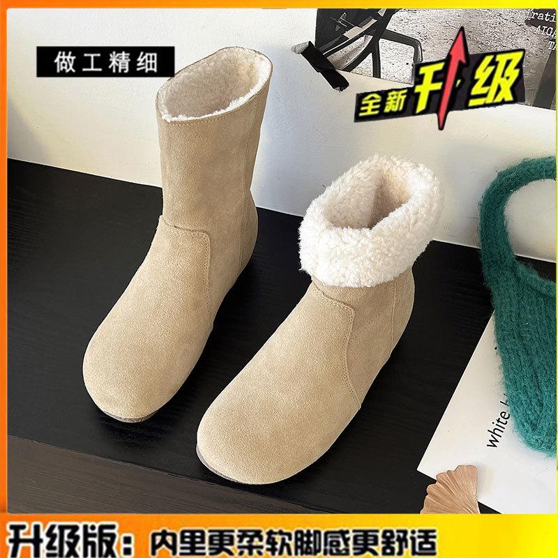 Inner height increase cm retro round head snow boots, plush warm fluffy cotton boots, two wear flat leather short boots 40
Inner height increase cm retro round head snow boots, plush warm fluffy cotton boots, two wear flat leather short boots 40
