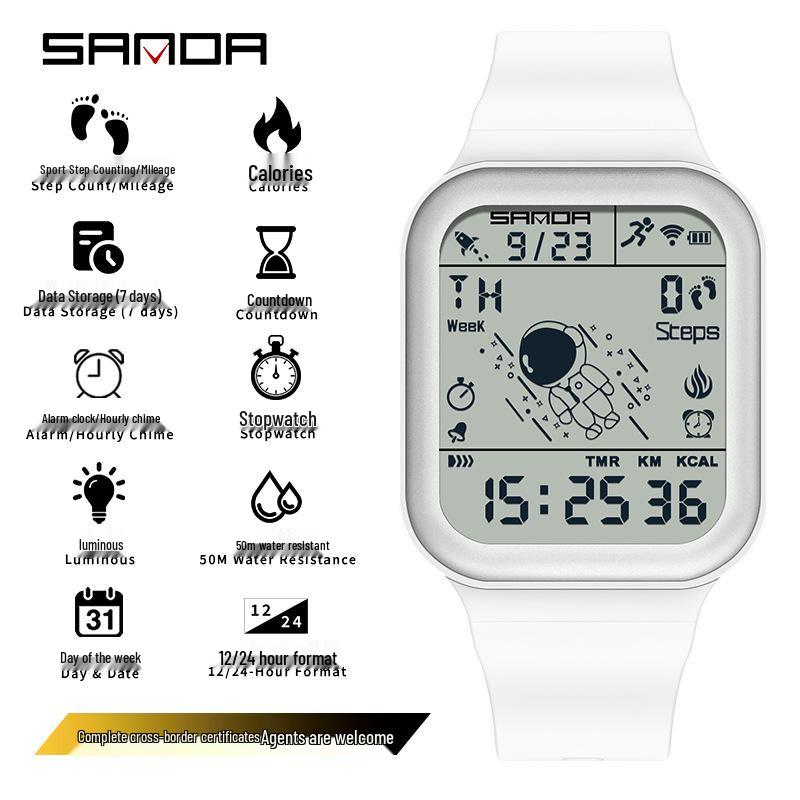 Sanda Waterproof Outdoor Sports Astronaut Pedometer Watch
Sanda Waterproof Outdoor Sports Astronaut Pedometer Watch