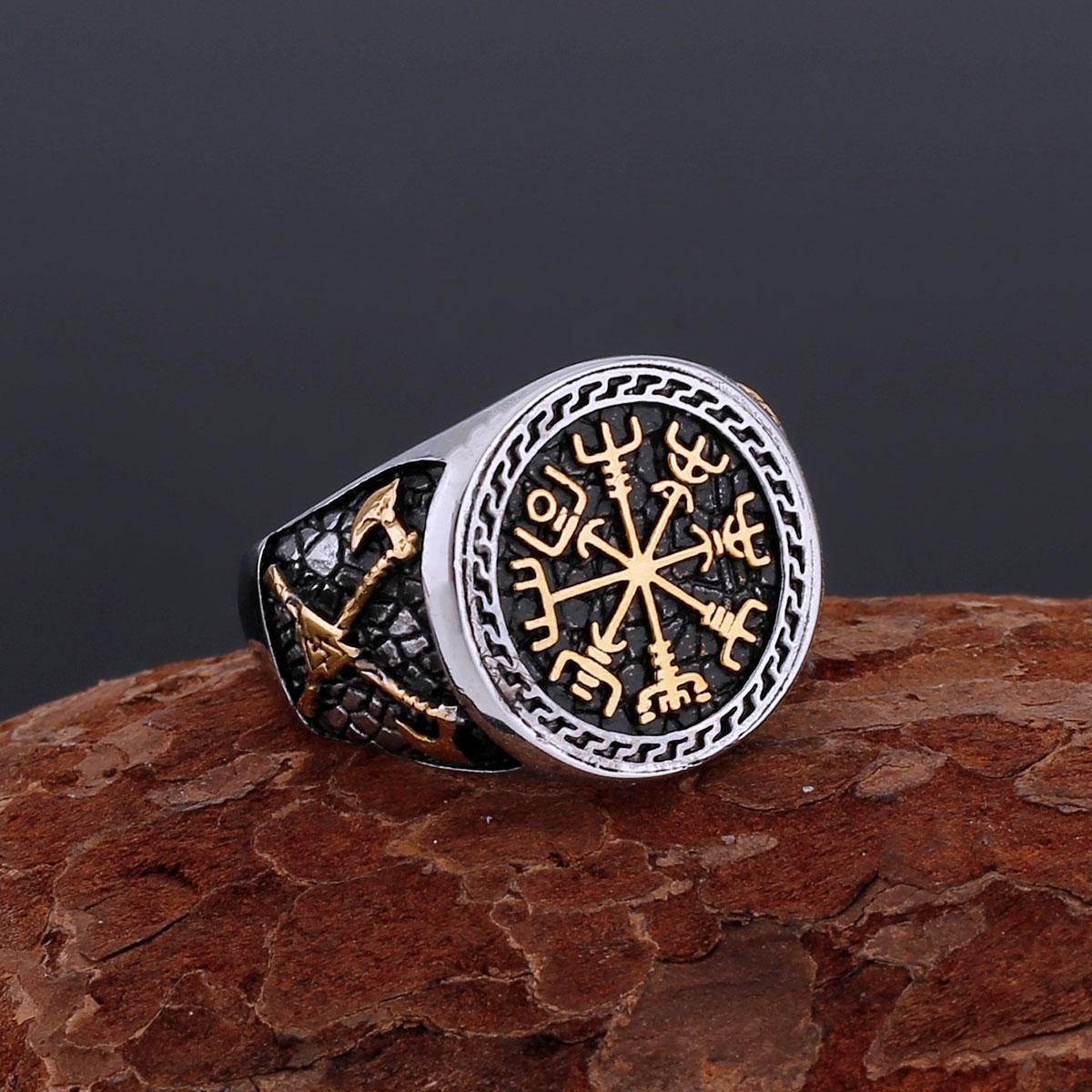 Nordic Stainless Steel Viking Compass Ring Scandinavian Warrior Weapon Axe Ring Gothic Punk Hip Hop Never Fade Jewelry 7
Nordic Stainless Steel Viking Compass Ring Scandinavian Warrior Weapon Axe Ring Gothic Punk Hip Hop Never Fade Jewelry 7