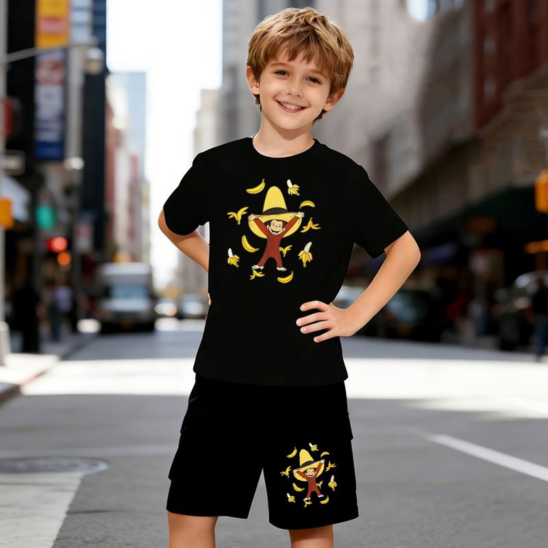 Boys 2 Piece Monkey & Banana Print Outfit, Short Sleeve T-Shirt and Shorts Set for Kids Age 5-14, Black and White Sporty Casual Summer Clothes 5-6 Years чёрный
Boys 2 Piece Monkey & Banana Print Outfit, Short Sleeve T-Shirt and Shorts Set for Kids Age 5-14, Black and White Sporty Casual Summer Clothes 5-6 Years чёрный