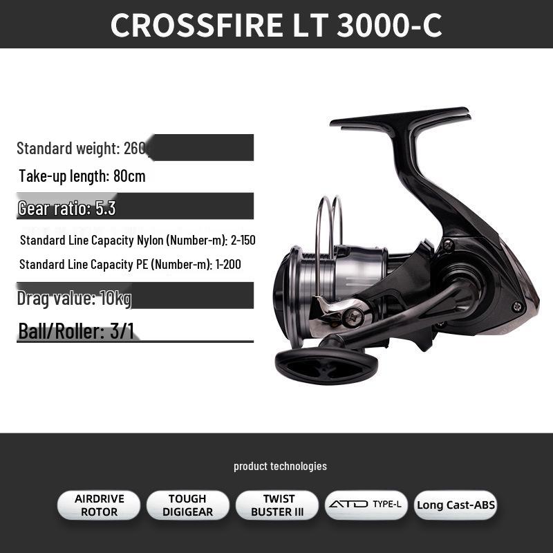 DAIWA CROSSFIRE LT 26 Spinning Reel - Shallow Spool, Long Cast, General Purpose Fishing
DAIWA CROSSFIRE LT 26 Spinning Reel - Shallow Spool, Long Cast, General Purpose Fishing
