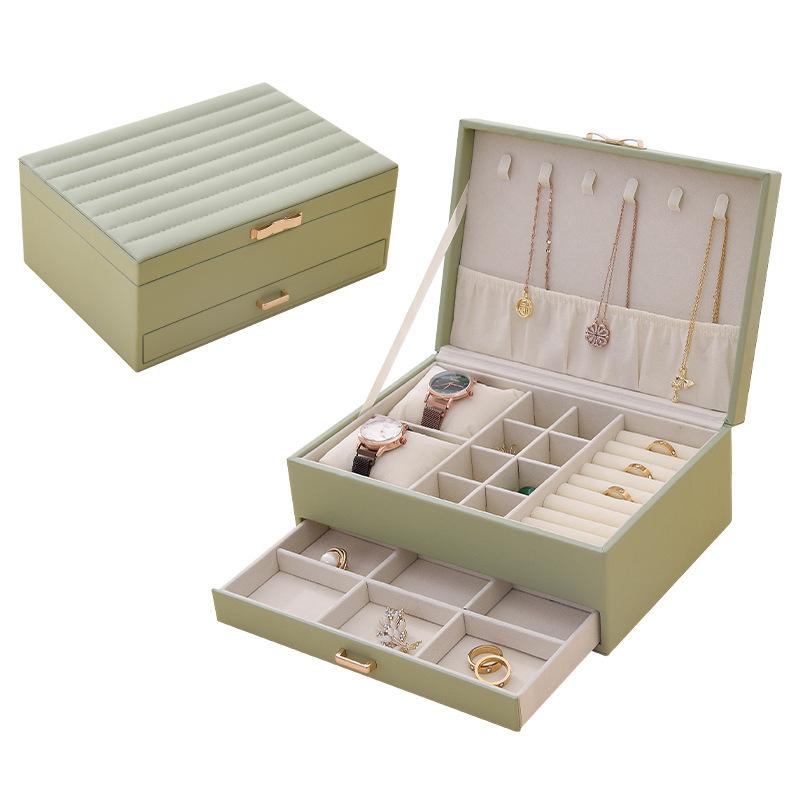 Women s drawer-type jewelry box, imitation leather storage jewelry storage box, two-layer display, suitable for earrings, rings, necklaces зелений
Women s drawer-type jewelry box, imitation leather storage jewelry storage box, two-layer display, suitable for earrings, rings, necklaces зелений