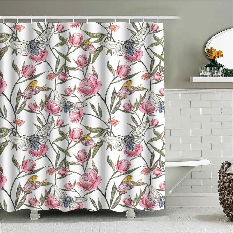 Beautiful Pink Floral Insect Shower Curtain for Bathroom Decor Printed Polyester Fabric Waterproof Splash Proof Home Decoration 90x180cm
Beautiful Pink Floral Insect Shower Curtain for Bathroom Decor Printed Polyester Fabric Waterproof Splash Proof Home Decoration 90x180cm