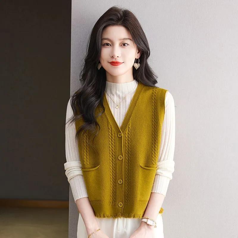 Вязаный жилет для женщин Осень Новый модный жилет Свободный темпераментный артистичный кардиган Топ 2XL жёлтый
Вязаный жилет для женщин Осень Новый модный жилет Свободный темпераментный артистичный кардиган Топ 2XL жёлтый
