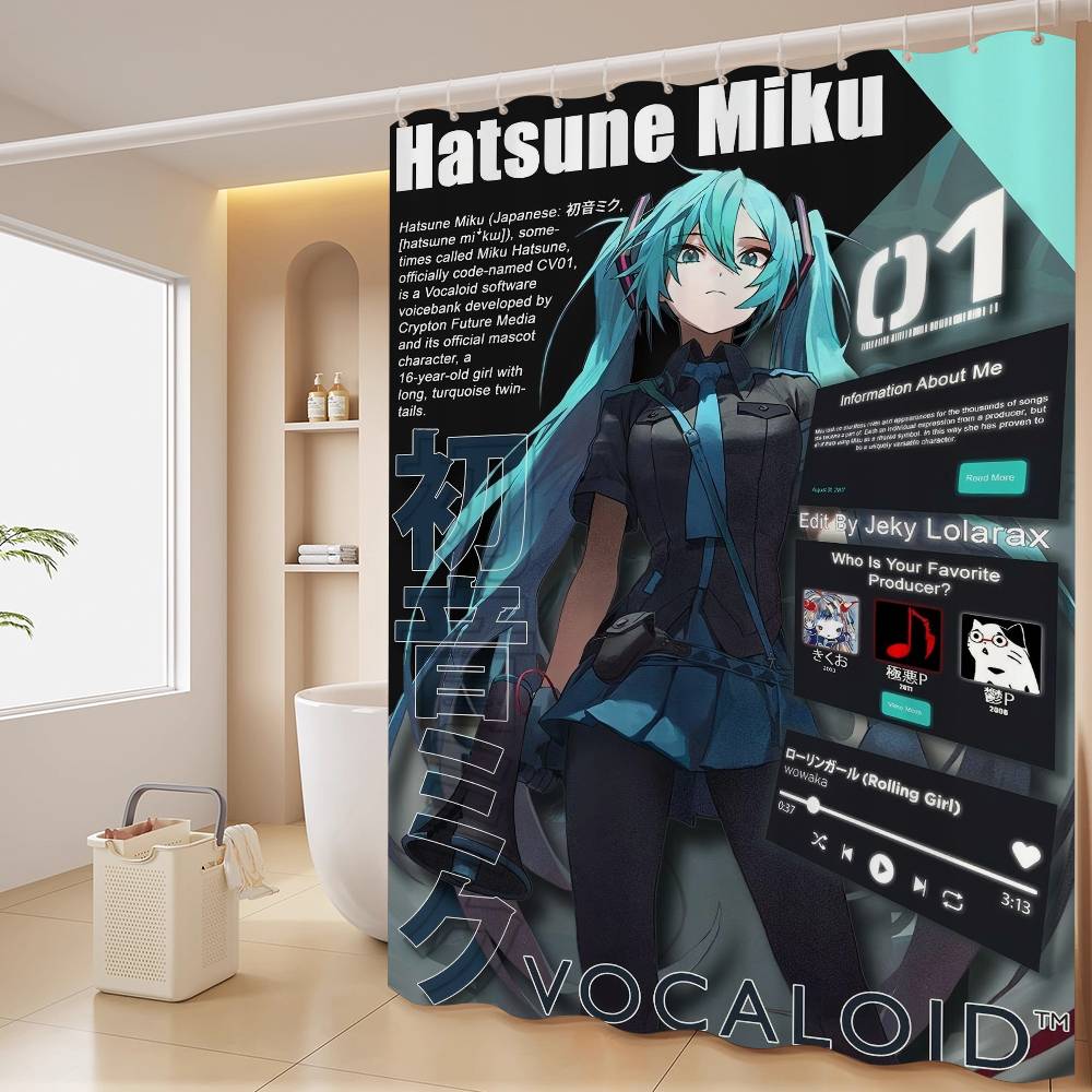 Music H-Hatsune Girl M-Mikues Pattern Bathing Curtain Bathroom Shower Curtain Waterproof With 12 Hooks Home Deco 90x180 cm
Music H-Hatsune Girl M-Mikues Pattern Bathing Curtain Bathroom Shower Curtain Waterproof With 12 Hooks Home Deco 90x180 cm