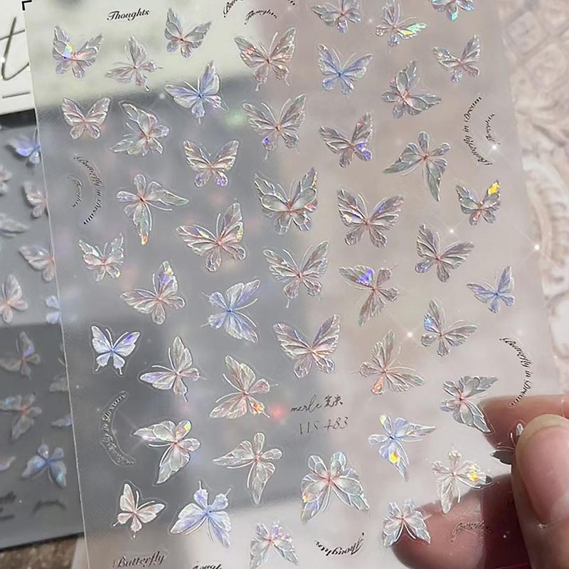 Embossed Rose Butterfly Nail Sticker Fine Flash Aurora Butterfly Self-Adhesive Decals Nail Art Decoration Diy Manicure Design as the picture
Embossed Rose Butterfly Nail Sticker Fine Flash Aurora Butterfly Self-Adhesive Decals Nail Art Decoration Diy Manicure Design as the picture