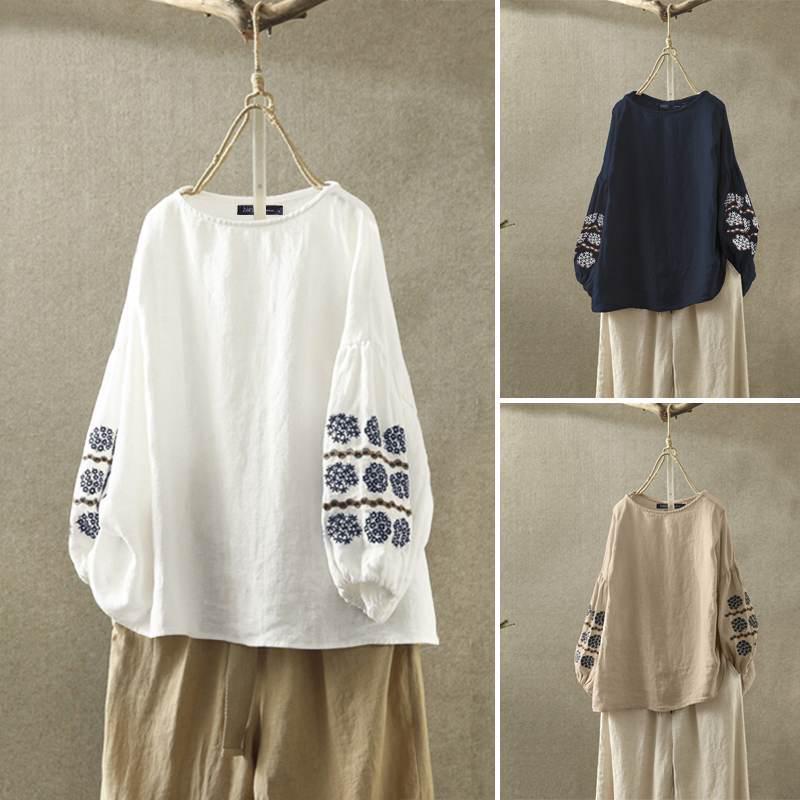 2022 Autumn Elegant Women s Floral Embroidered Lantern Sleeve Casual Shirt 4XL темно-синього кольору
2022 Autumn Elegant Women s Floral Embroidered Lantern Sleeve Casual Shirt 4XL темно-синього кольору