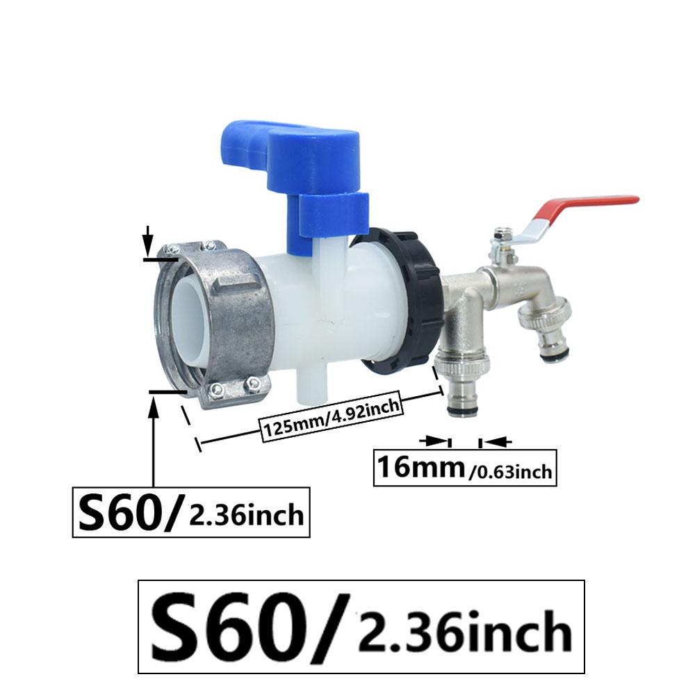 IBC Tank Tap Adapter S60 75mm To 16mm Nipple Rain Bucket Fitting 2-way Hose Tap Quick Connectr Nipple Faucet Alloy Tank
IBC Tank Tap Adapter S60 75mm To 16mm Nipple Rain Bucket Fitting 2-way Hose Tap Quick Connectr Nipple Faucet Alloy Tank