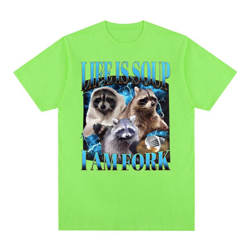 Забавные футболки с мемом про енота Жизнь - суп, я - вилка , мужские, женские, хип-хоп, винтажные, с графическим принтом, повседневные, хлопковые, с коротким рукавом 4XL
Забавные футболки с мемом про енота Жизнь - суп, я - вилка , мужские, женские, хип-хоп, винтажные, с графическим принтом, повседневные, хлопковые, с коротким рукавом 4XL