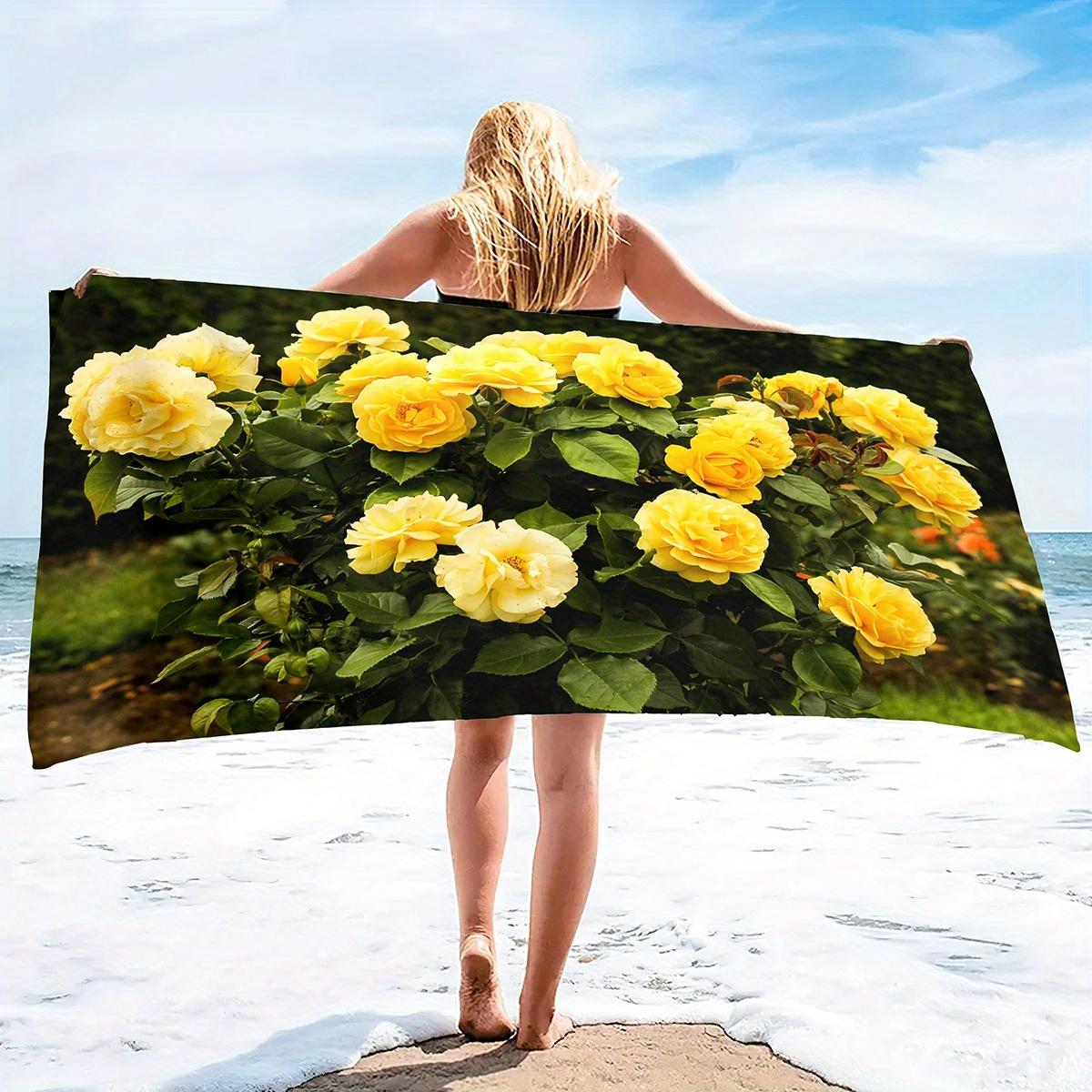Beach towel yellow rose print pattern sunscreen and windproof suitable for swimming pool camping travel blanket W30*H60(CM)
Beach towel yellow rose print pattern sunscreen and windproof suitable for swimming pool camping travel blanket W30*H60(CM)