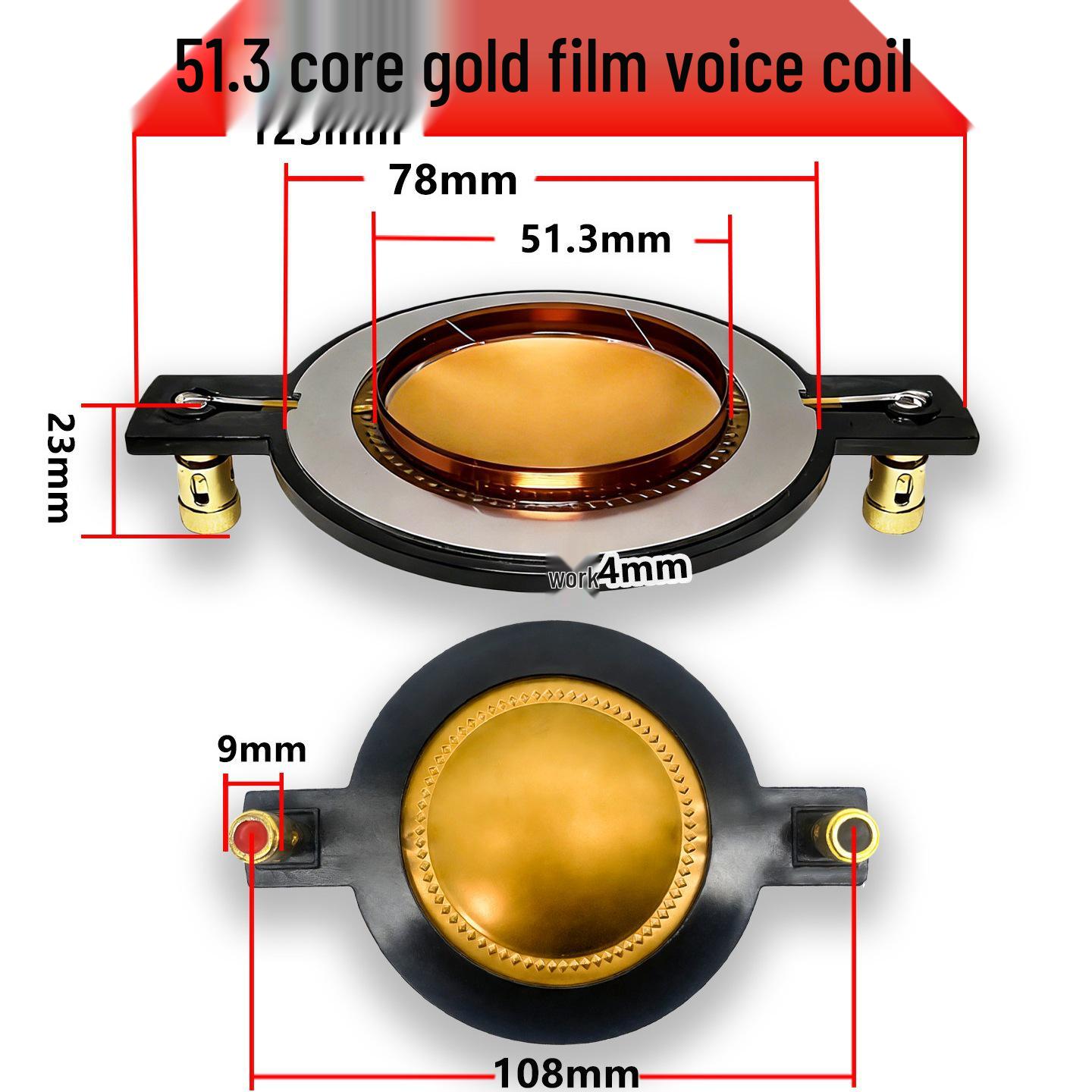 51.3mm Gold Film Voice Coil Diaphragm for Tweeters
51.3mm Gold Film Voice Coil Diaphragm for Tweeters