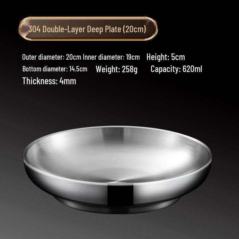 304 Stainless Steel Double-Layer Insulated Dinner Plate & Tray
304 Stainless Steel Double-Layer Insulated Dinner Plate & Tray