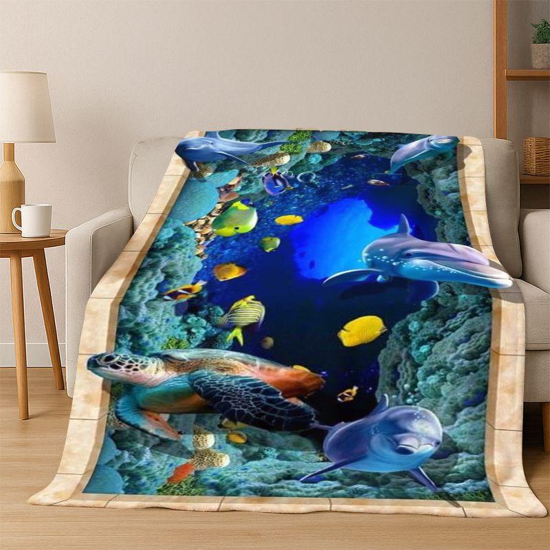3D Illusion Underwater World Marine Life Shark Dolphin Cartoon Flannel Blanket Throw Blanket for Bedroom Living Room Bed Travel 75x90cm
3D Illusion Underwater World Marine Life Shark Dolphin Cartoon Flannel Blanket Throw Blanket for Bedroom Living Room Bed Travel 75x90cm