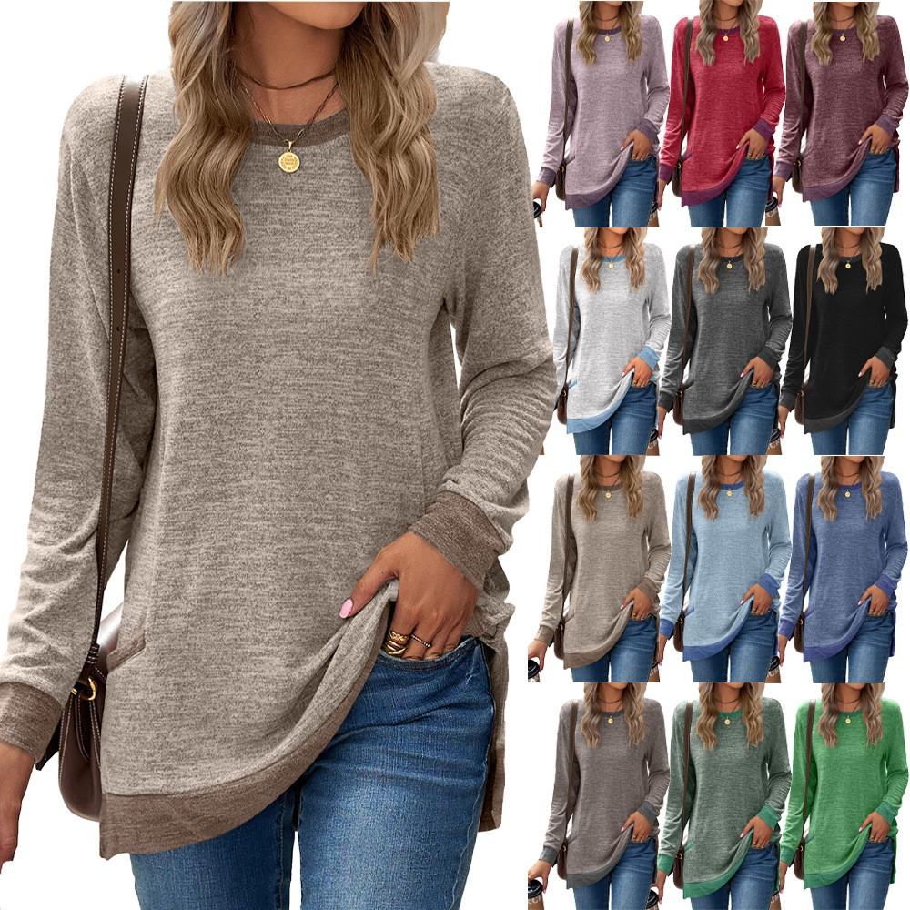 Women s Autumn And Winter Round Neck Color Contrast Pocket Long Sleeve Pullover Top Loose Casual T-shirt
Women s Autumn And Winter Round Neck Color Contrast Pocket Long Sleeve Pullover Top Loose Casual T-shirt