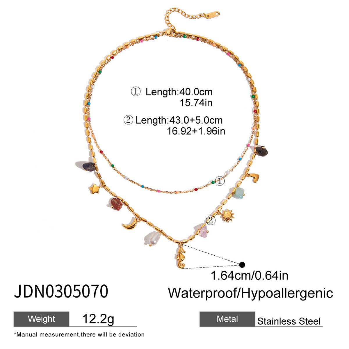 Youthway Stainless Women Double Layers Oil Drip Necklace Ocean Style Inlaid Natural Stone Seahorse Pendant Vacation Accessories
Youthway Stainless Women Double Layers Oil Drip Necklace Ocean Style Inlaid Natural Stone Seahorse Pendant Vacation Accessories