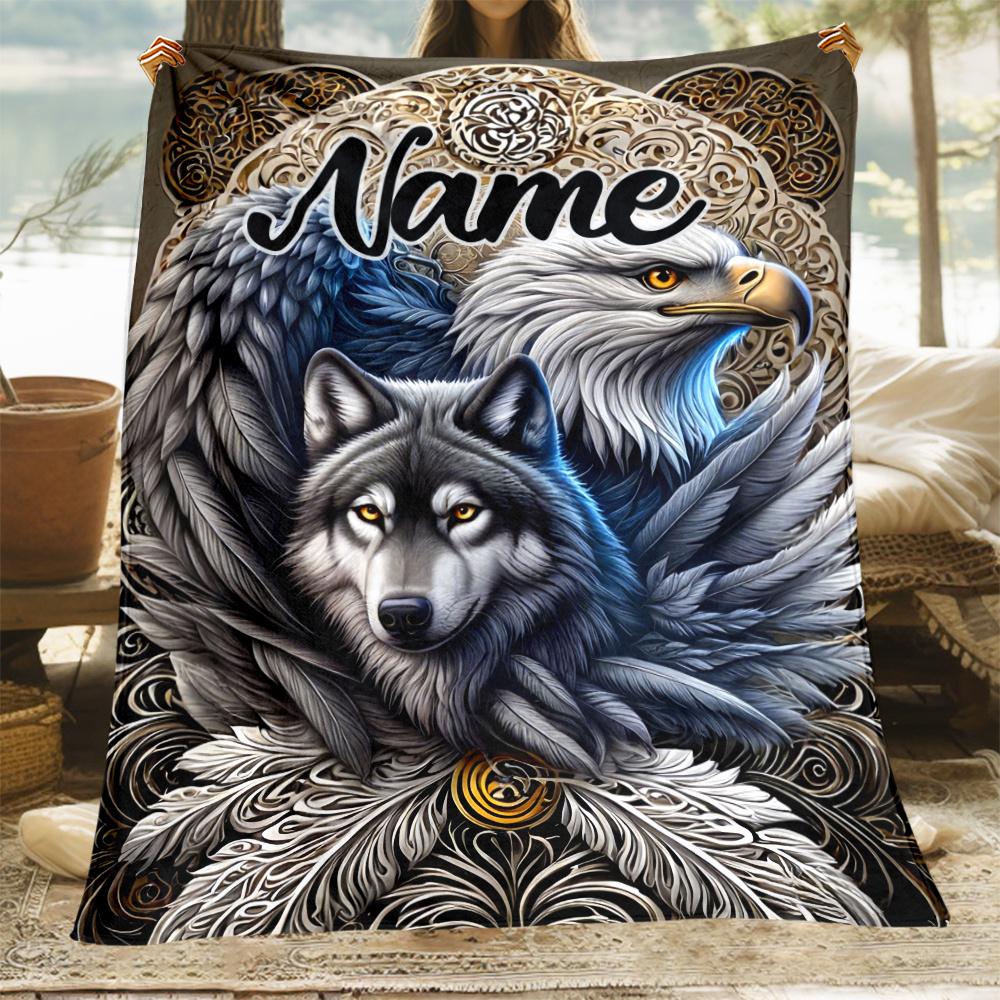 Personalized Wolf and Eagle Blanket Name Design Tribal Art Soft Fleece Throw Nature Lover Gift Home Decor 75x100cm
Personalized Wolf and Eagle Blanket Name Design Tribal Art Soft Fleece Throw Nature Lover Gift Home Decor 75x100cm