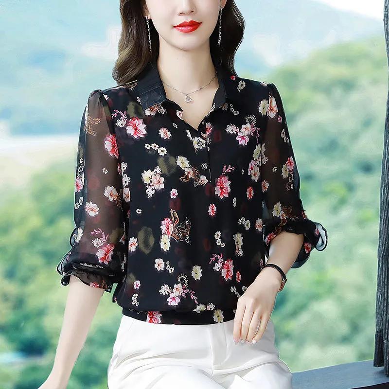 Women s Spring/Autumn Korean Style Printed 3/4 Sleeve Shirt, Flattering and Youthful, Base Layer Chiffon Shirt 4XL
Women s Spring/Autumn Korean Style Printed 3/4 Sleeve Shirt, Flattering and Youthful, Base Layer Chiffon Shirt 4XL