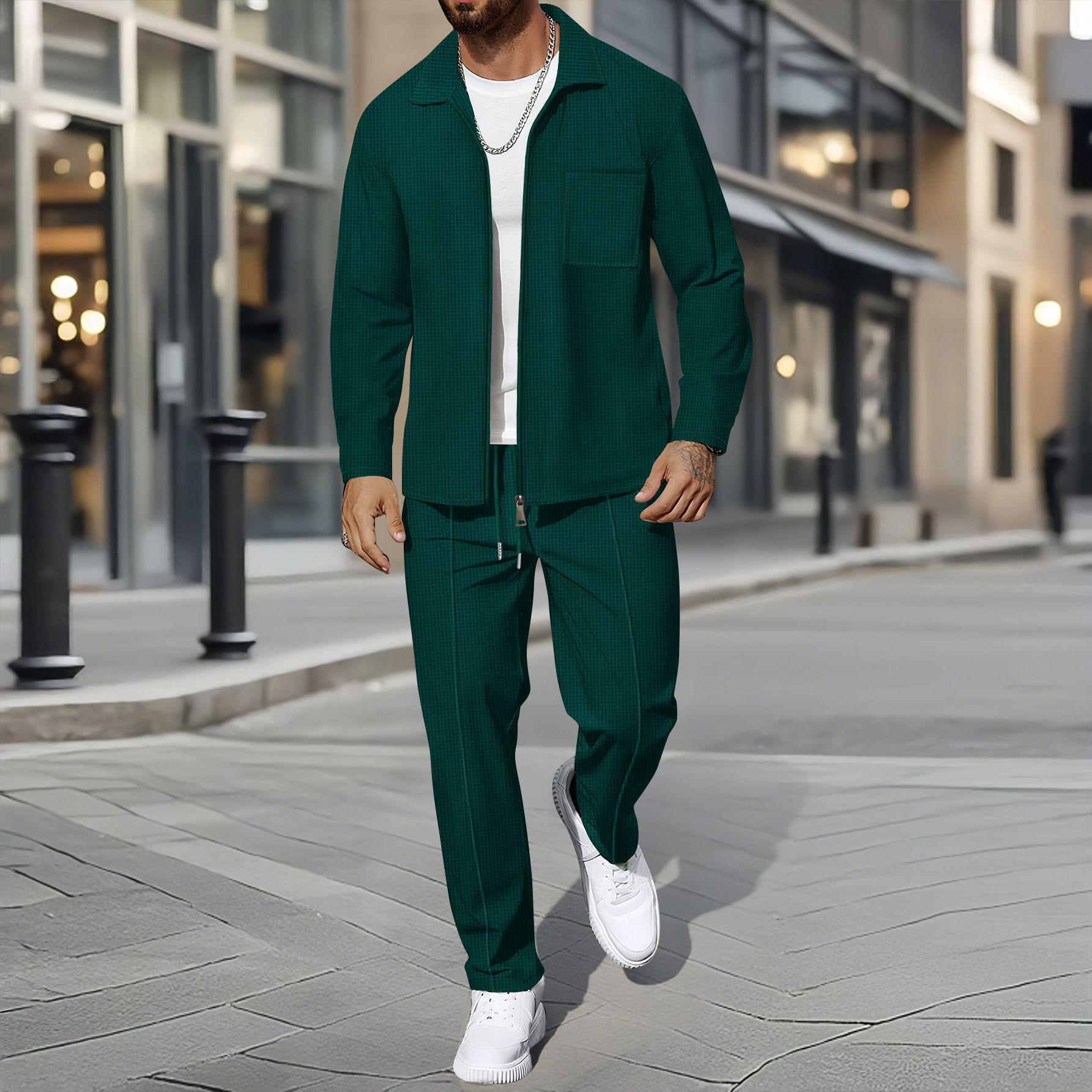 2025 Men s Slim Fit Autumn Waffle Cardigan Jacket Set with Zip Placket, Pockets, and Turn-down Collar M
2025 Men s Slim Fit Autumn Waffle Cardigan Jacket Set with Zip Placket, Pockets, and Turn-down Collar M