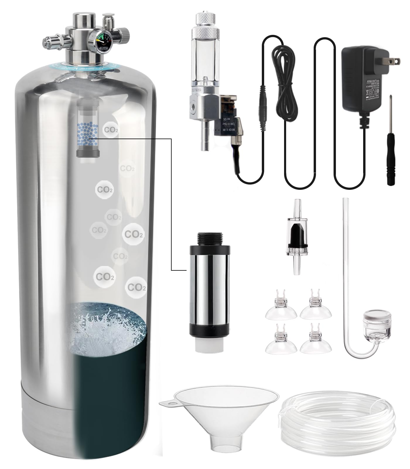 Clscea Модернизированный генератор CO2 для химической реакции для водных растений с баллоном CO2 из нержавеющей стали, набор для добавления CO2 для большого аквариума, включает
Clscea Модернизированный генератор CO2 для химической реакции для водных растений с баллоном CO2 из нержавеющей стали, набор для добавления CO2 для большого аквариума, включает