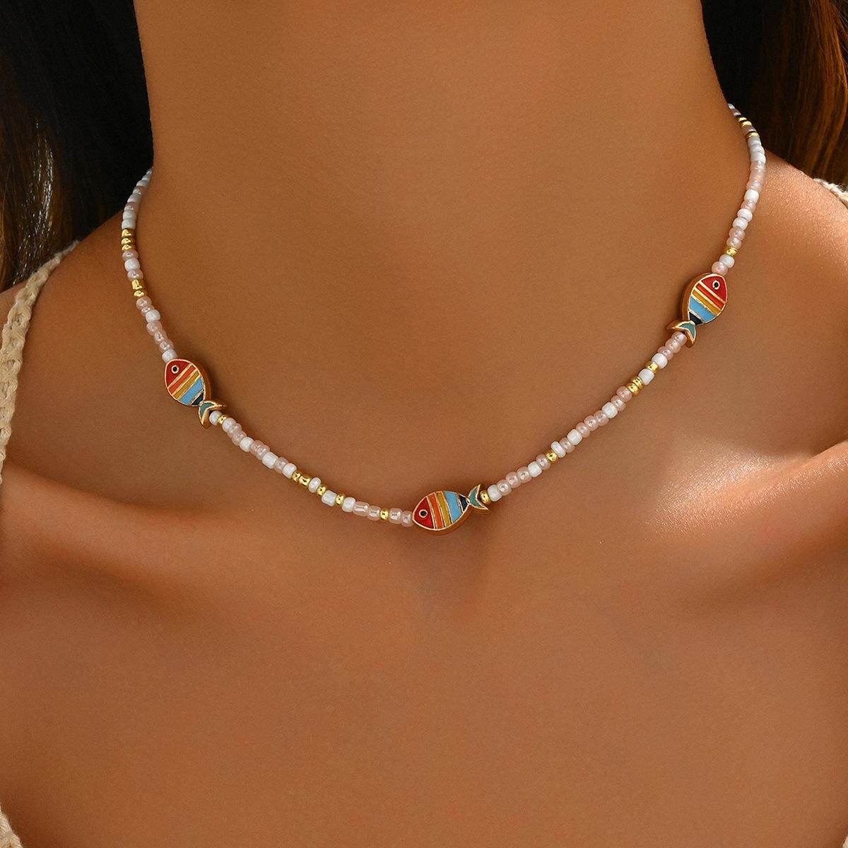 2026 New Boho Fashion Necklace Colorful Enamel Fish Pearl Beaded Choker Necklace Summer Beach Necklaces Women Jewelry Gifts
2026 New Boho Fashion Necklace Colorful Enamel Fish Pearl Beaded Choker Necklace Summer Beach Necklaces Women Jewelry Gifts