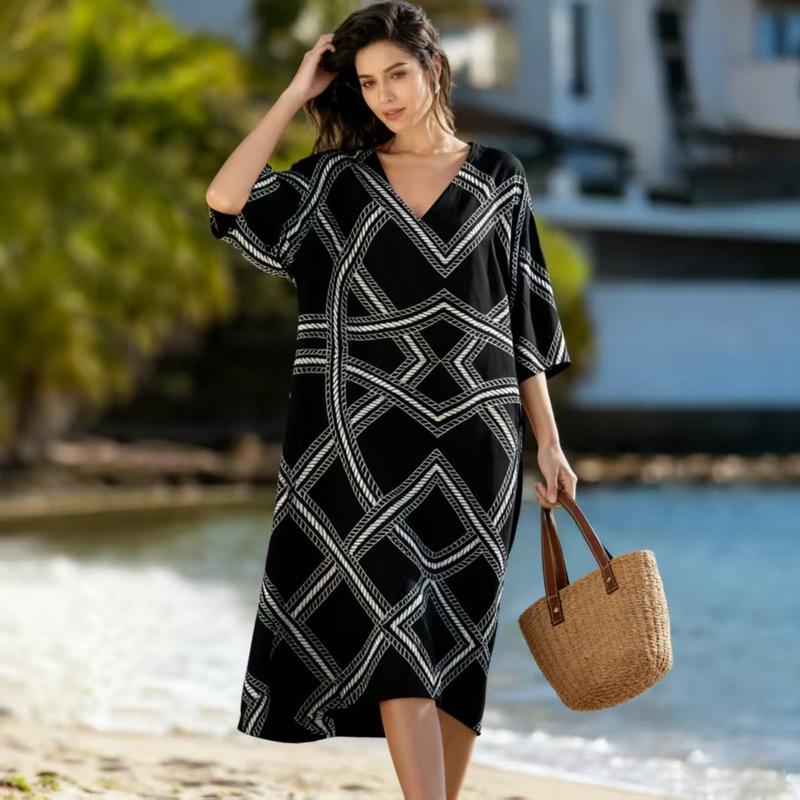 Geometric V-neck Loose-fitting Dress in Large Size with Printed Pattern for Women S чёрный
Geometric V-neck Loose-fitting Dress in Large Size with Printed Pattern for Women S чёрный