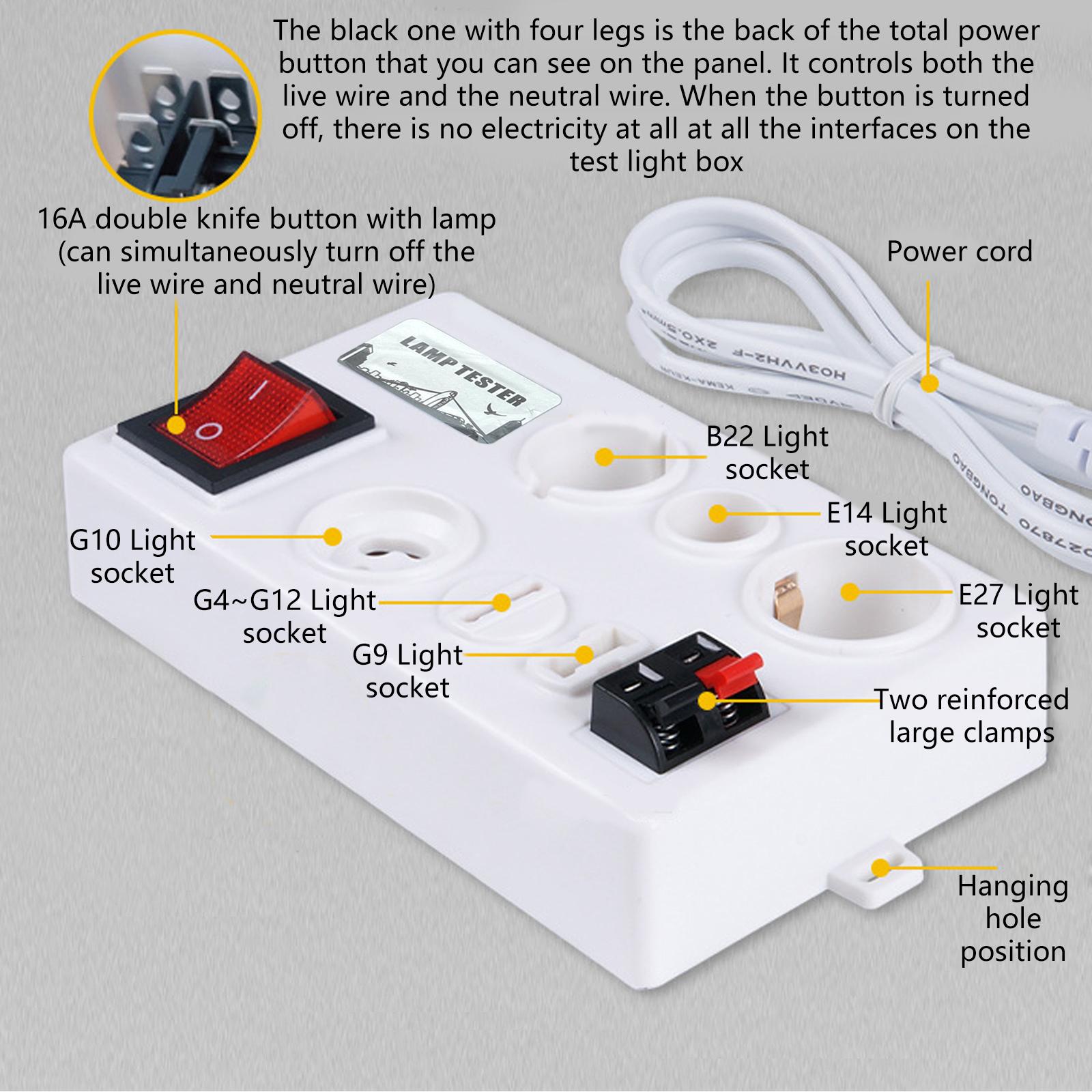 LED Light Tester E27 B22 E14/GU10 Socket Four Meter Display For Voltage Current Power Measurement 1
LED Light Tester E27 B22 E14/GU10 Socket Four Meter Display For Voltage Current Power Measurement 1