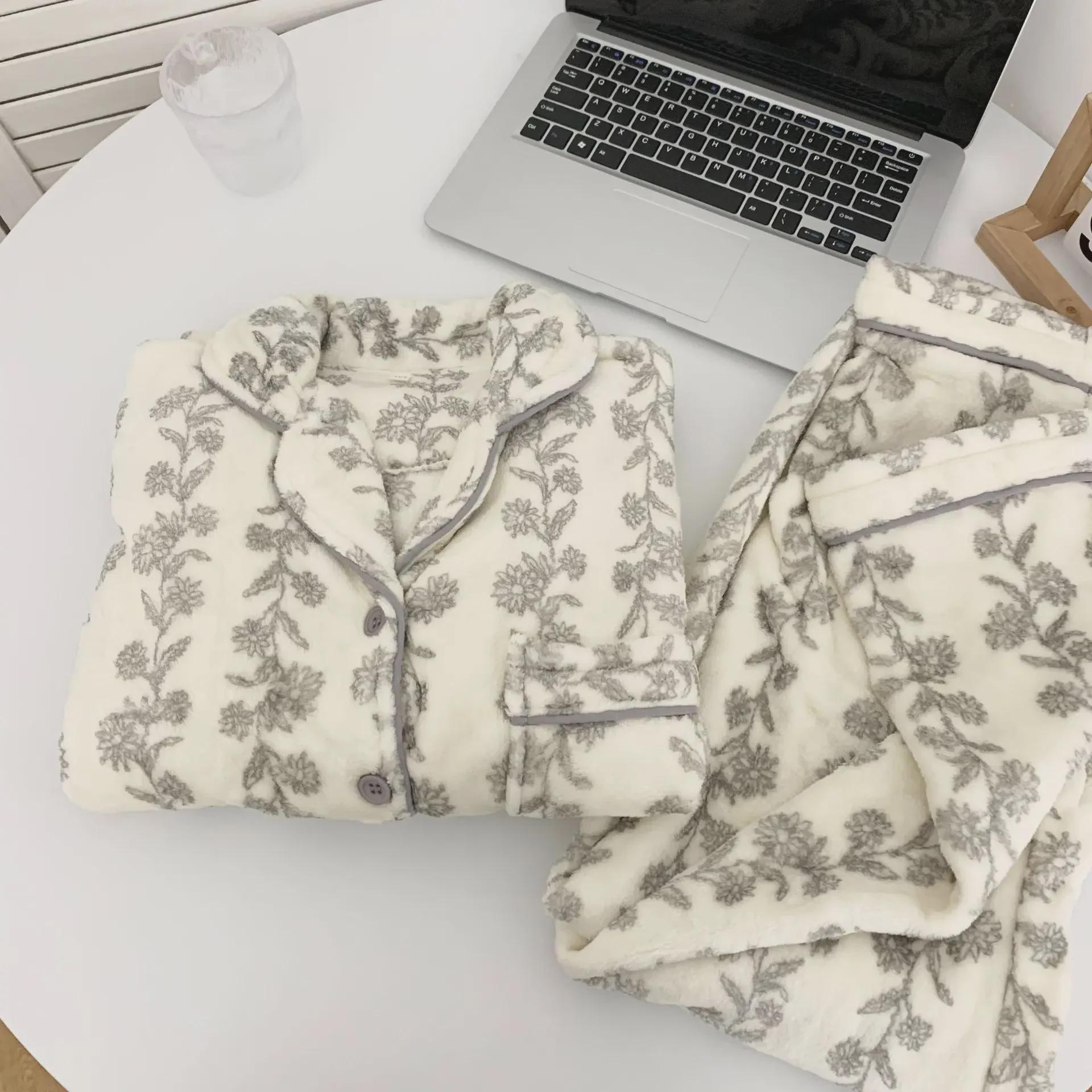 2023 Женская японская пижама с медведем: Уютная фланель и коралловый флис для осени/зимы Medium