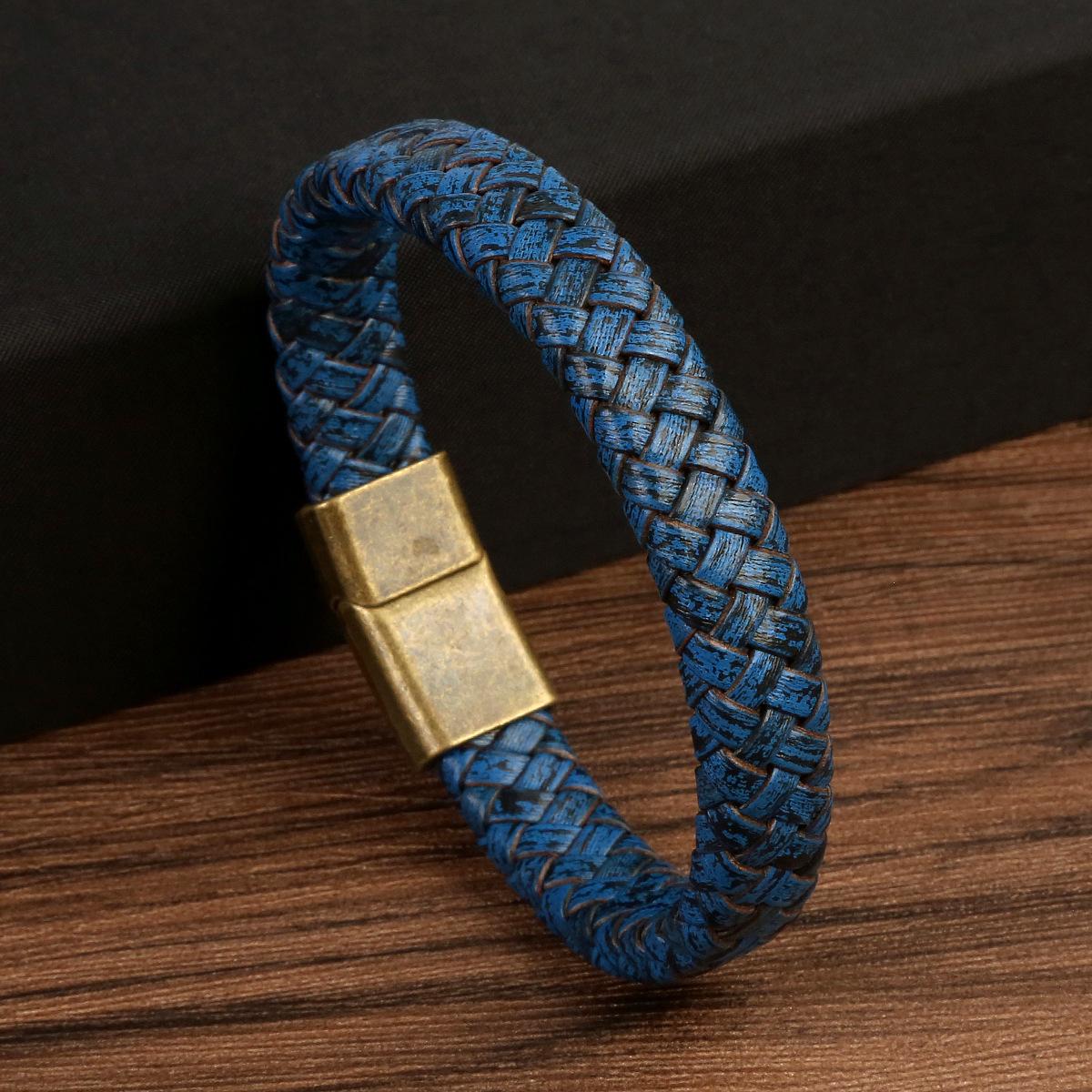 Мужские браслеты в стиле ретро, черный, коричневый, плетеный кожаный браслет из нержавеющей стали, браслеты с магнитной застежкой, мужские ювелирные изделия, подарок 21.5cm синий
Мужские браслеты в стиле ретро, черный, коричневый, плетеный кожаный браслет из нержавеющей стали, браслеты с магнитной застежкой, мужские ювелирные изделия, подарок 21.5cm синий