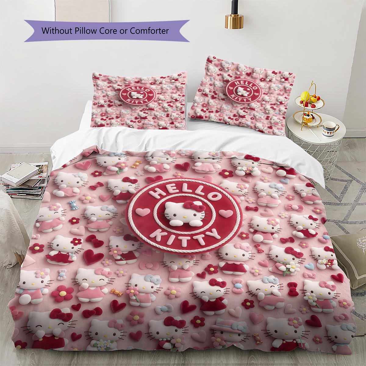 Hello Kitty Cute Pattern Bedding,Quilt Set Quilt Cover Pillowcase Home Birthday Gift(1 * duvet cover + 2 * pillowcase, without core) 135x200cm
Hello Kitty Cute Pattern Bedding,Quilt Set Quilt Cover Pillowcase Home Birthday Gift(1 * duvet cover + 2 * pillowcase, without core) 135x200cm