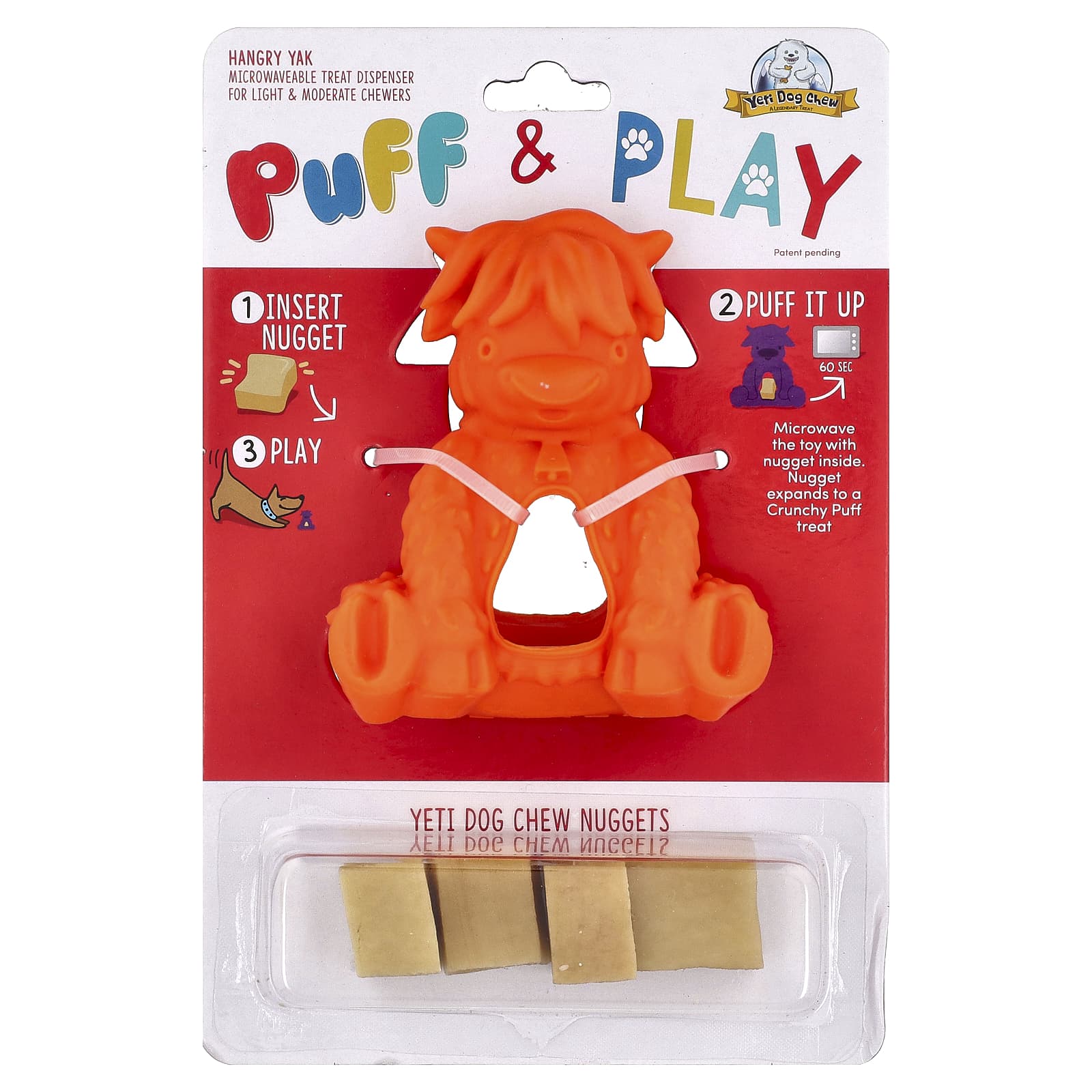 Yeti Dog Chew, Puff & Play, Диспенсер для лакомств, Наггетсы Yeti Dog Chew, Оранжевый, 4 наггетса, 1 диспенсер
Yeti Dog Chew, Puff & Play, Диспенсер для лакомств, Наггетсы Yeti Dog Chew, Оранжевый, 4 наггетса, 1 диспенсер