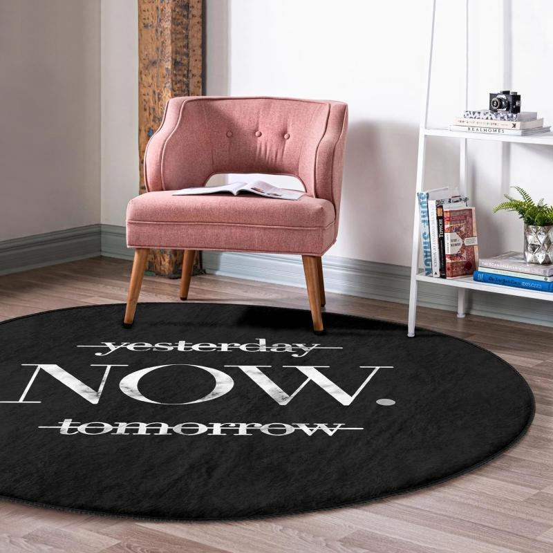 Modern Living Room and Living Room with Marble Motif NOW Written On Black Floor Round Carpet With Washable Non-Slip Base
Modern Living Room and Living Room with Marble Motif NOW Written On Black Floor Round Carpet With Washable Non-Slip Base