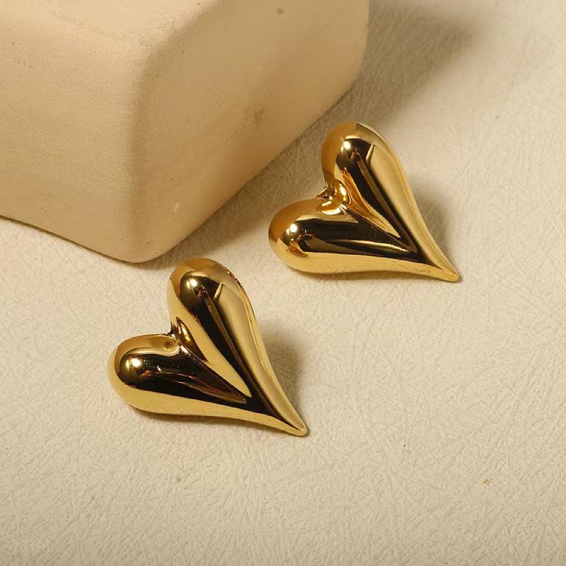 18K Gold Stainless Steel Heart Stud Earrings - Trendy & Exquisite Women s Jewelry 5.0mm thick x 16mm wide x 19mm high
18K Gold Stainless Steel Heart Stud Earrings - Trendy & Exquisite Women s Jewelry 5.0mm thick x 16mm wide x 19mm high