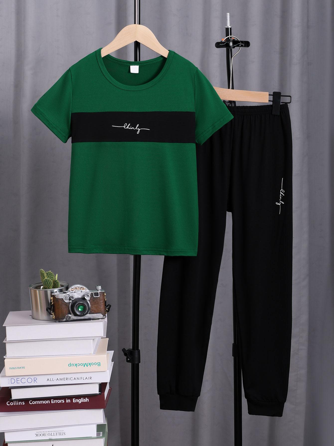 Boys 2 Pieces Short Sets, Green Short Sleeve T-shirt and Black Long Pants,Ages 8-14 Years 8Y зелёный
Boys 2 Pieces Short Sets, Green Short Sleeve T-shirt and Black Long Pants,Ages 8-14 Years 8Y зелёный
