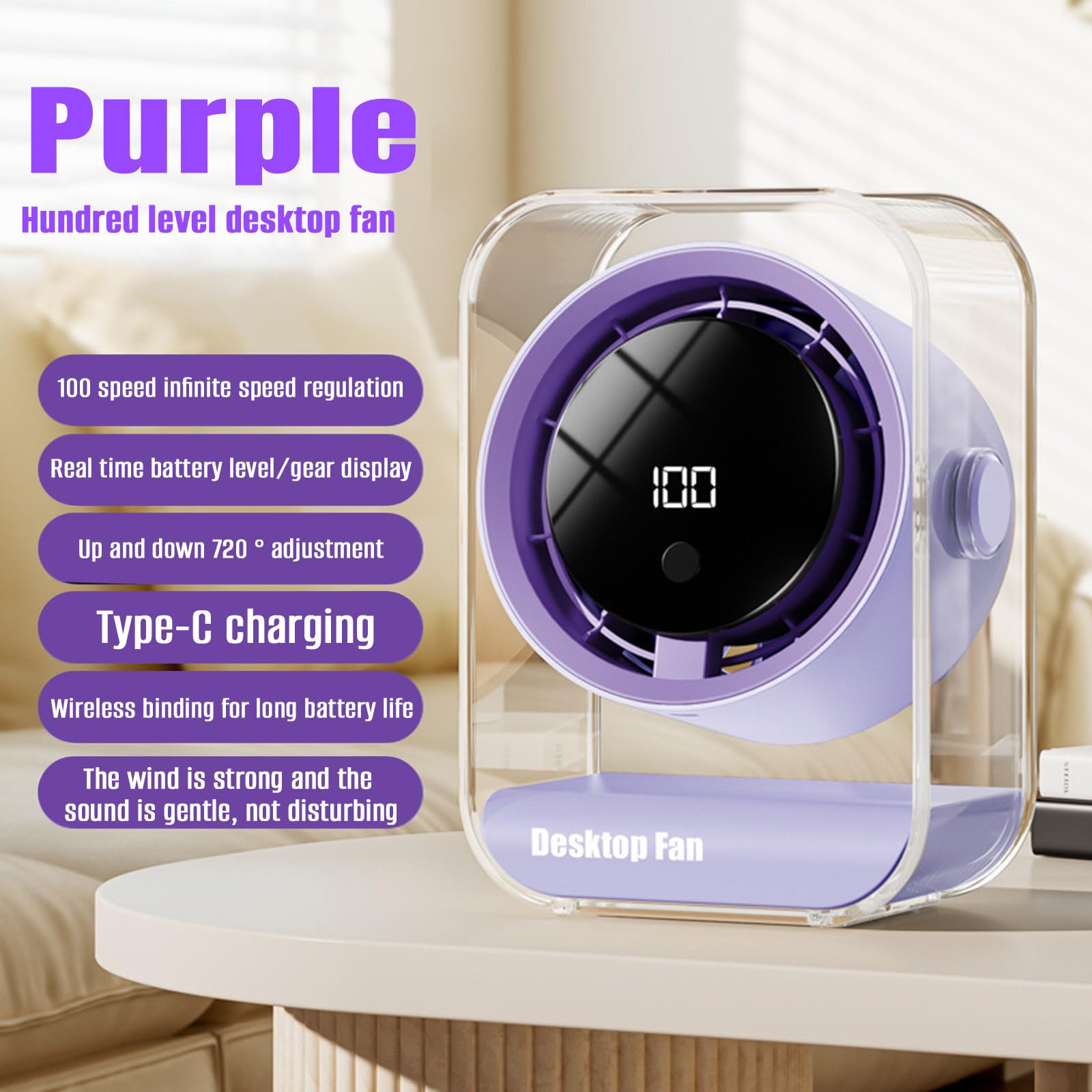 Desktop Fan USB Rechargeable Small Portable Fan Adjustable Airflow Quiet Operation Compact Design Suitable for Home Office Travel Use ONE SIZE фіолетовий
Desktop Fan USB Rechargeable Small Portable Fan Adjustable Airflow Quiet Operation Compact Design Suitable for Home Office Travel Use ONE SIZE фіолетовий