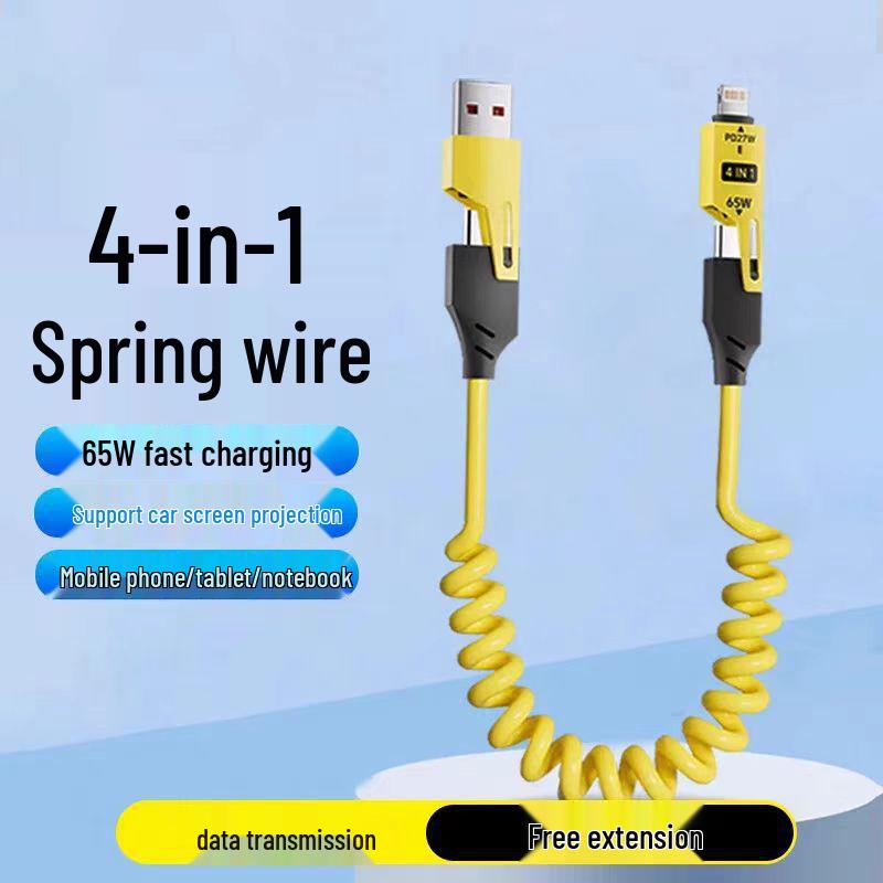 New Spring Retractable 65W 4-in-1 Multifunctional Data Cable for iPhone 16 and Huawei, CarPlay Compatible
New Spring Retractable 65W 4-in-1 Multifunctional Data Cable for iPhone 16 and Huawei, CarPlay Compatible